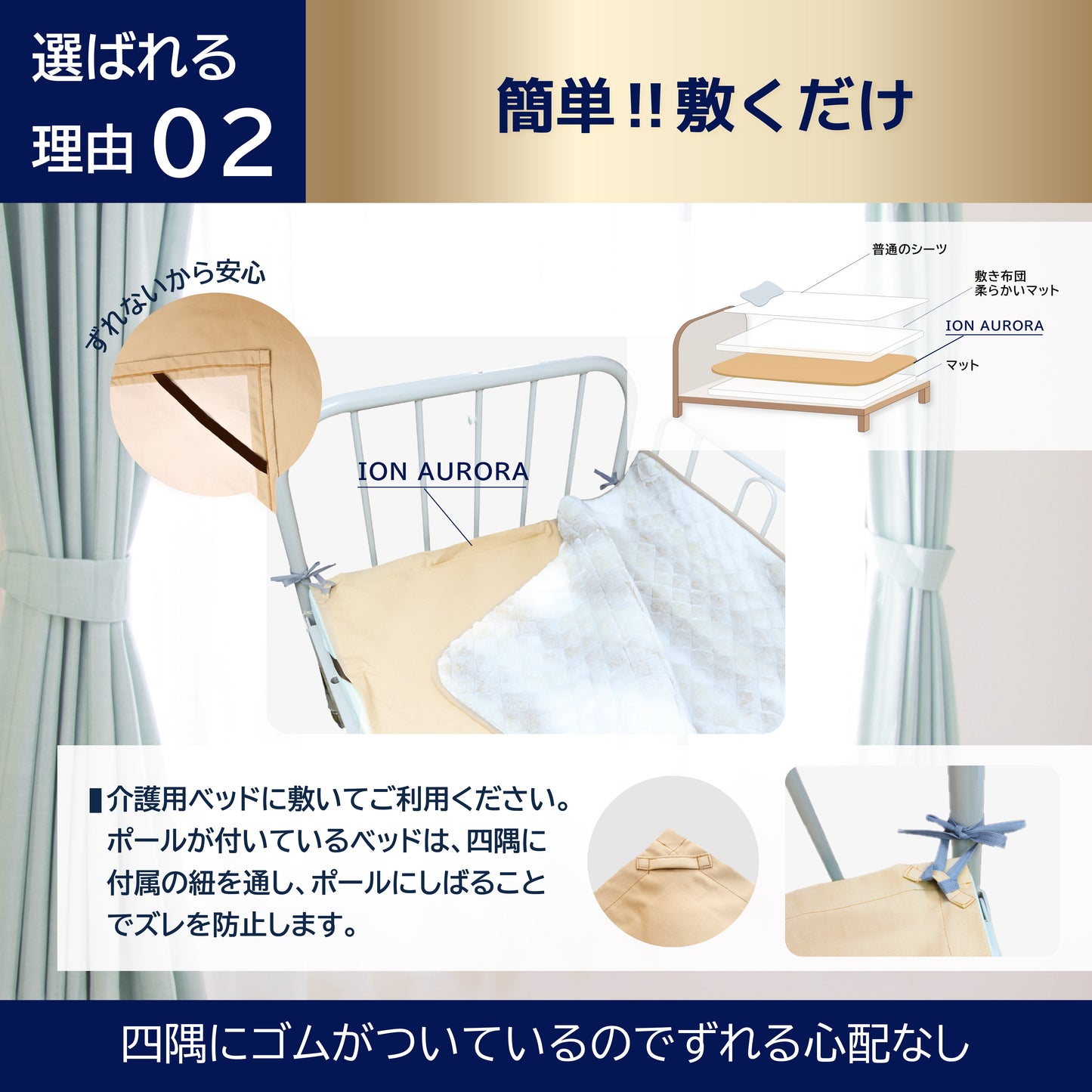 【純国産】岩盤浴マット 介護ベッド COHANA 玉川温泉岩盤浴 ラジウム鉱石化合物 練り込み敷きシート ION AURORA COTTON 100 SHEET ヘルスケアシート